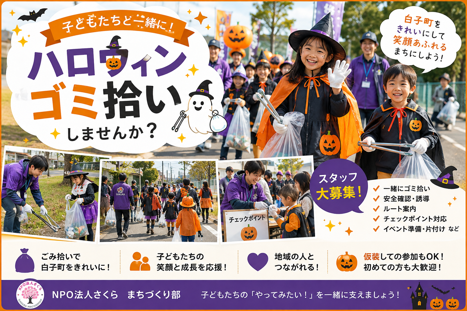子どもたちと一緒に！「白子ピカピカハロウィンパレード」運営ボランティア募集