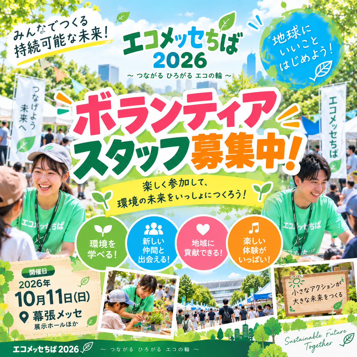 【証明書発行】【親子で参加OK!】10月11日(日) 幕張メッセで環境イベント スタッフ募集！